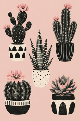 Minimalist potted cactus - minimalist,