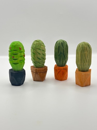 Hand carved wooden - hand, cactus